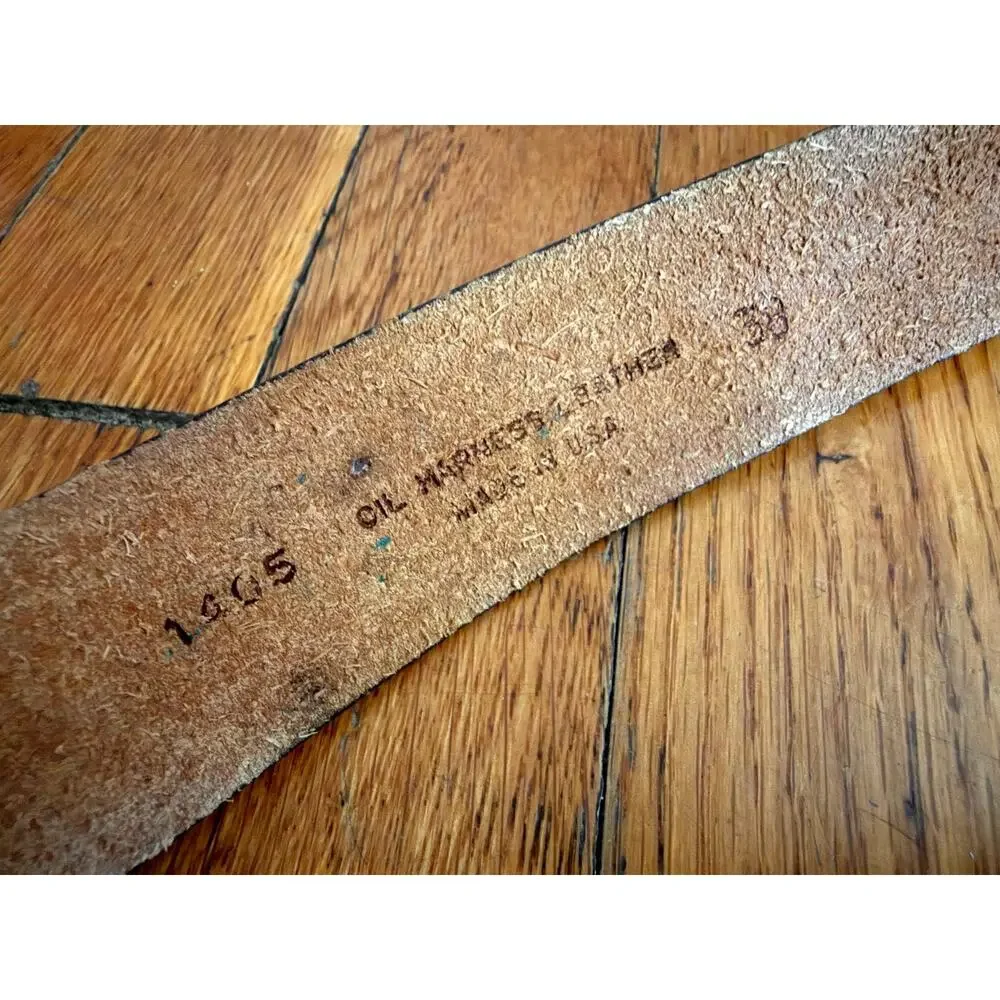 Oil Harness Distressed Brown Leather Belt w/Horseshoe Buckle Mens sz 38